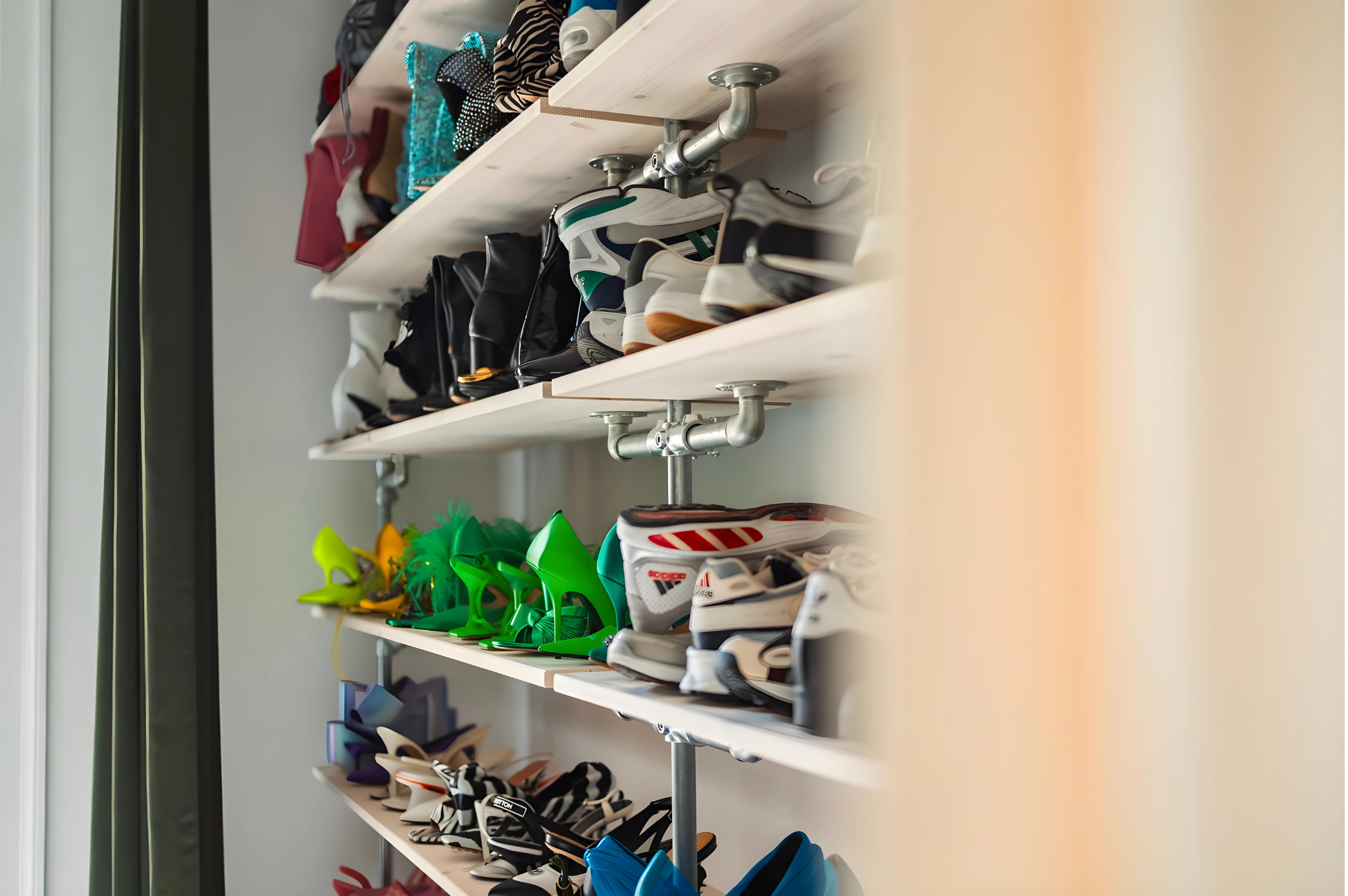 adidas gazelle silver green womens Silpa Small Shoe Rack with Three Open Shelves, Compact Modern Shoe Organizer for Entryway or Closet B070p363829