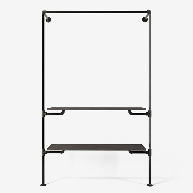 The Walk-In 1 row wardrobe system - (1 rail + 2 shelves)
