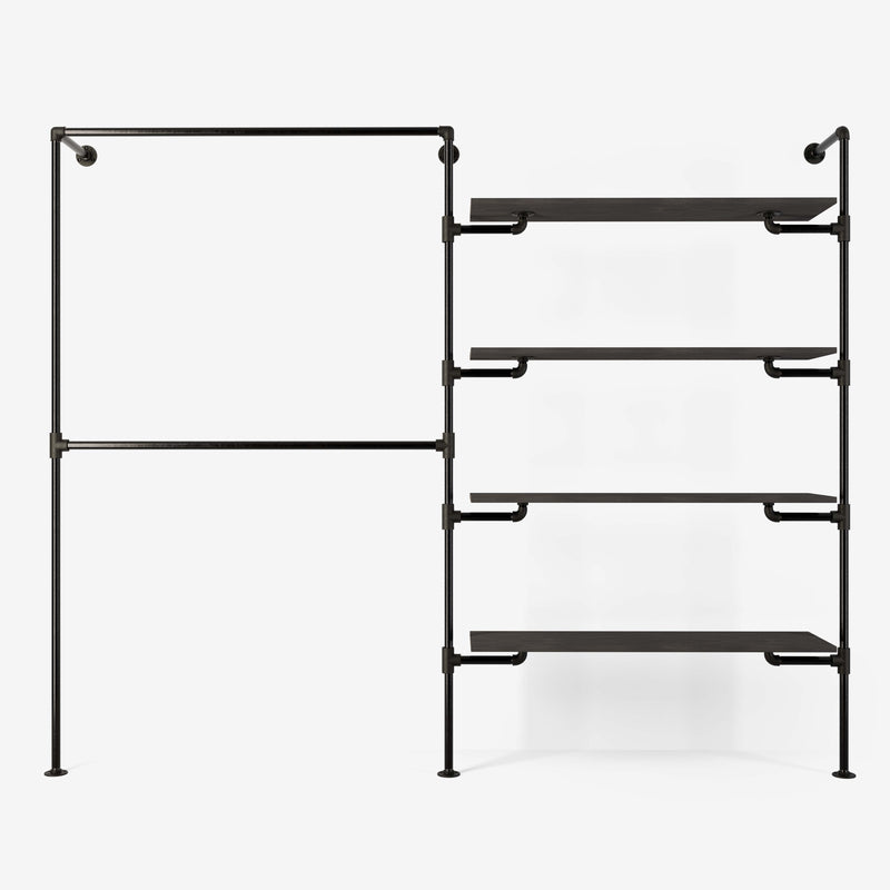 The Walk-In 2 row wardrobe system - (2 rails / 4 shelves)
