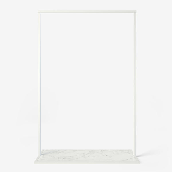 Frame Mary - Matte white clothes rack with marble-look bottom shelf