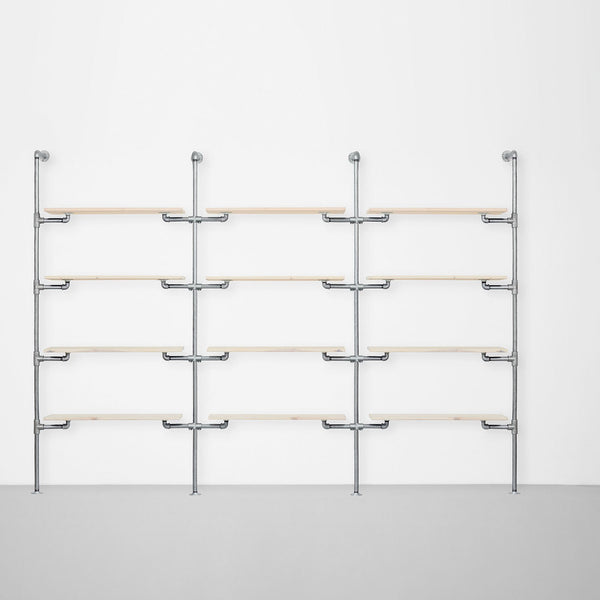 The Walk-In 3 row wardrobe system - (4 shelves / 4 shelves / 4 shelves)