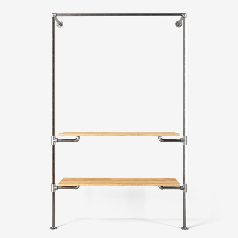 The Walk-In 1 row wardrobe system - (1 rail + 2 shelves)