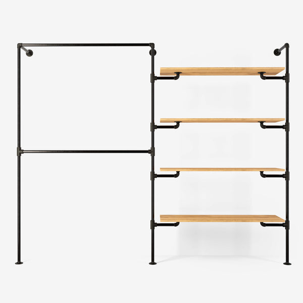 Het walk -in 2 rij garderobe -systeem - (2 rails / 4 planken)