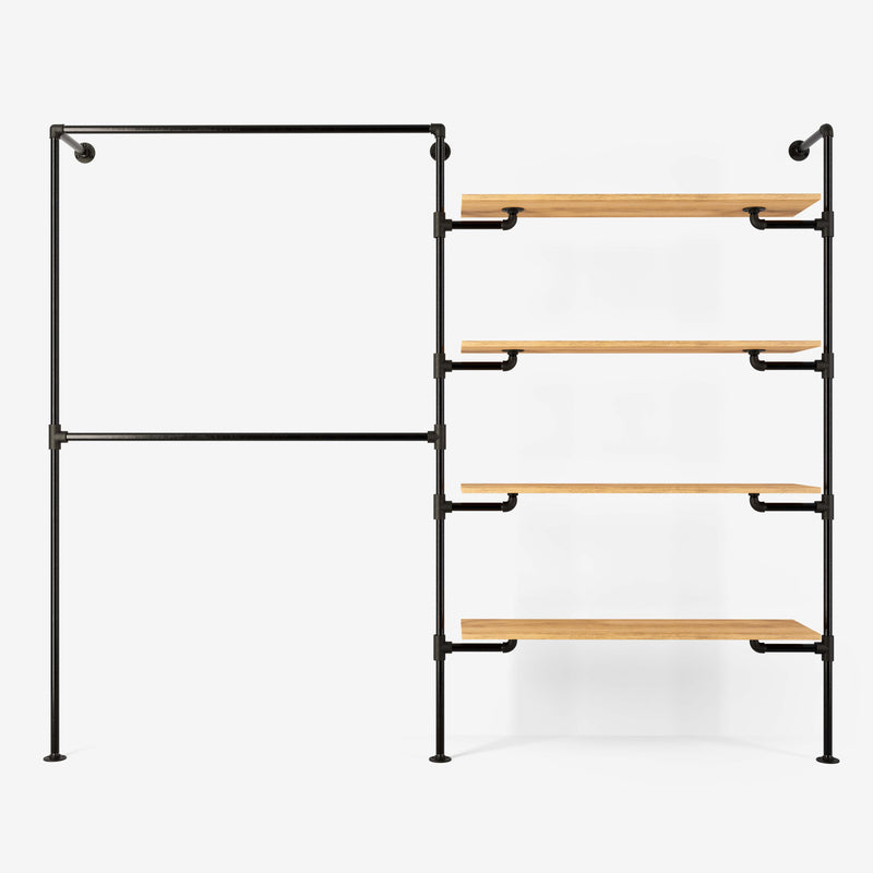 The Walk-In 2 row wardrobe system - (2 rails / 4 shelves)