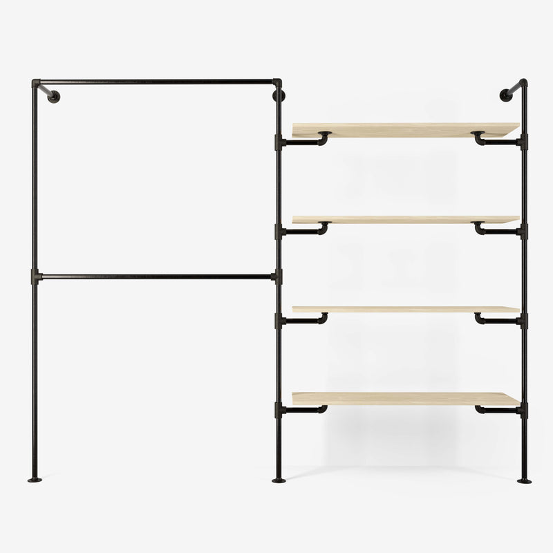 The Walk-In 2 row wardrobe system - (2 rails / 4 shelves)