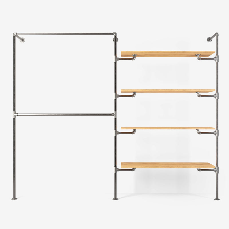 The Walk-In 2 row wardrobe system - (2 rails / 4 shelves)