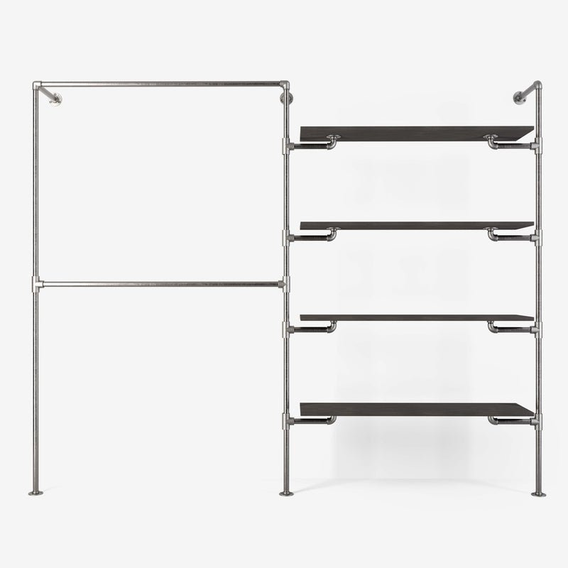 The Walk-In 2 row wardrobe system - (2 rails / 4 shelves)