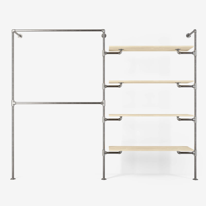 The Walk-In 2 row wardrobe system - (2 rails / 4 shelves)