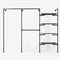 The Walk-In 3 row wardrobe system - (1 rail / 2 rails / 4 shelves)