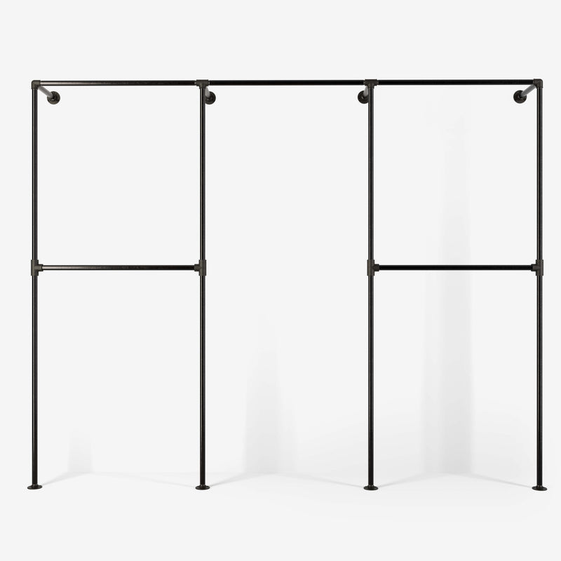 The Walk-In 3 row wardrobe system - (2 rails / 1 rail / 2 rails)