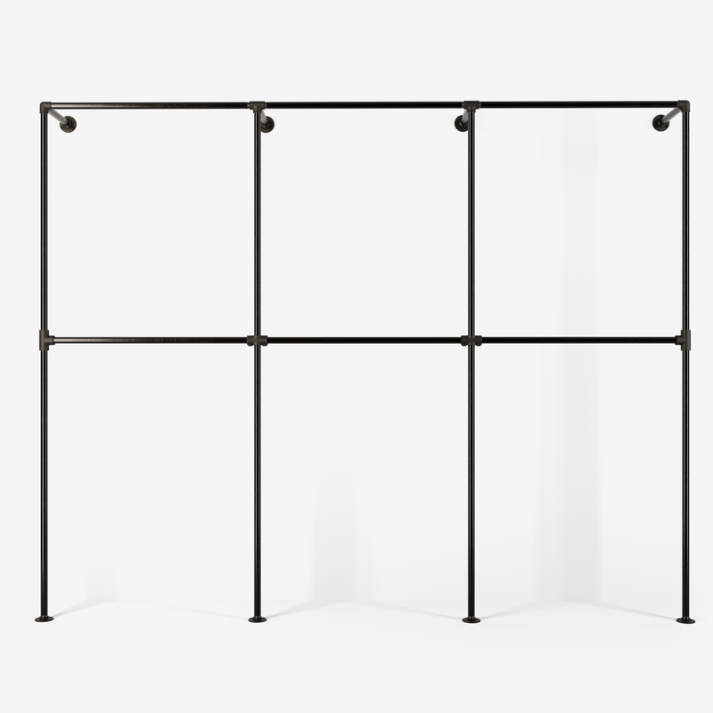 The Walk-In 3 row wardrobe system - (2 rails / 2 rails / 2 rails)