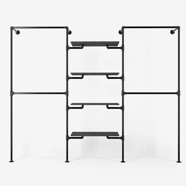 The Walk-In 3 row wardrobe system - (2 rails / 4 shelves/ 2 rails)