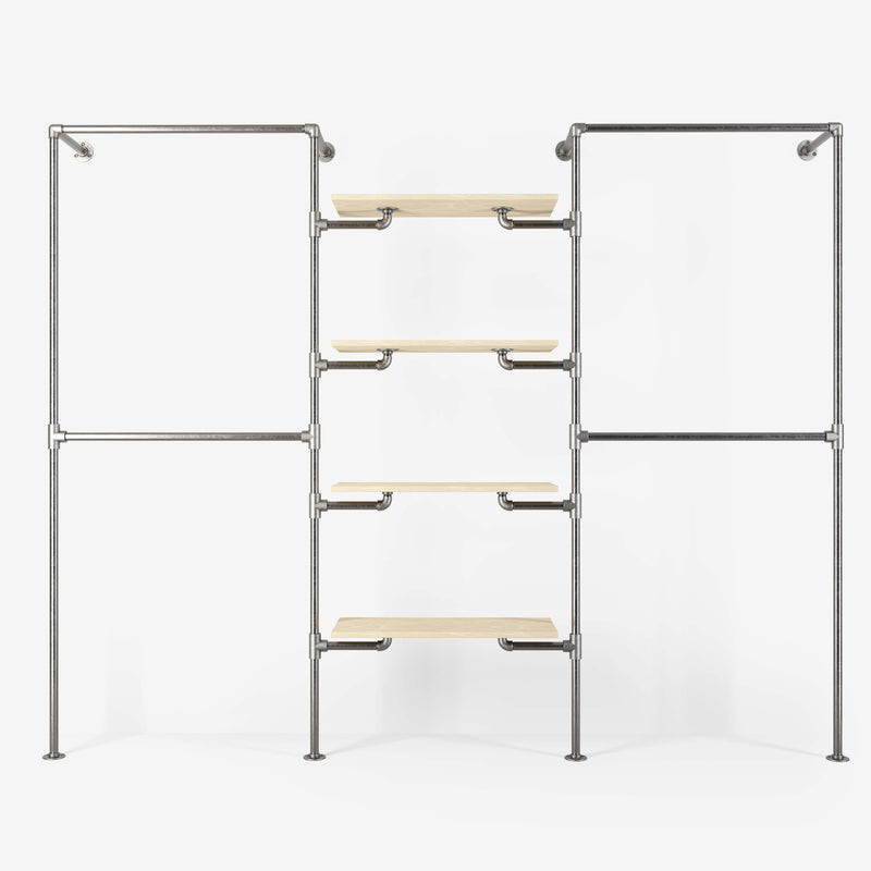 The Walk-In 3 row wardrobe system - (2 rails / 4 shelves/ 2 rails)