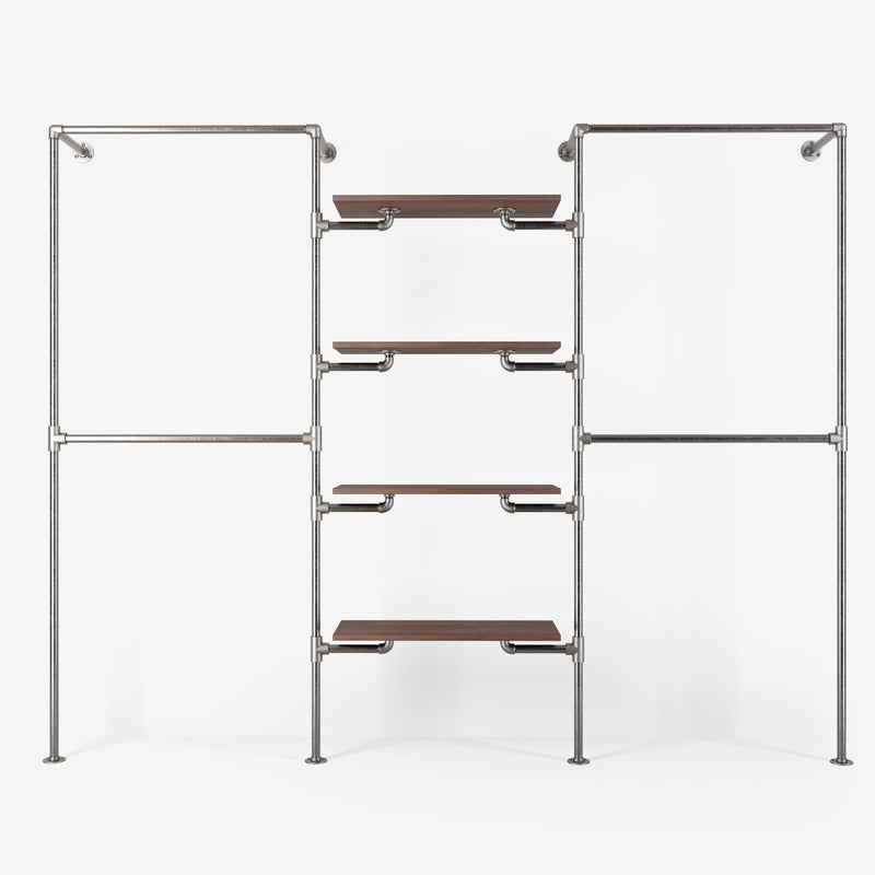 The Walk-In 3 row wardrobe system - (2 rails / 4 shelves/ 2 rails)