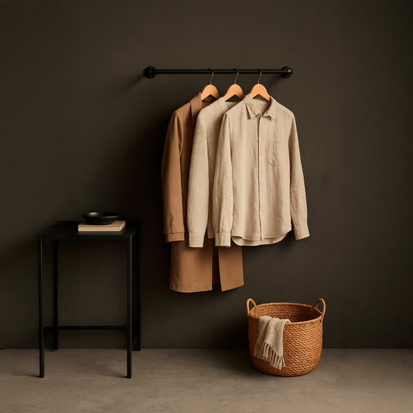 Joey – Wall‑Mounted Clothes Rail in Black Pipes