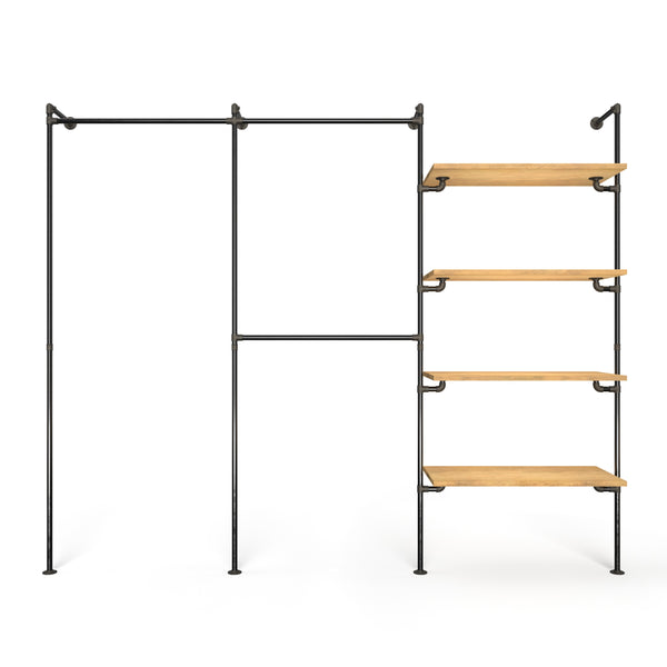 Original Walk-In 3 row wardrobe system - (1 rail / 2 rails / 4 shelves)