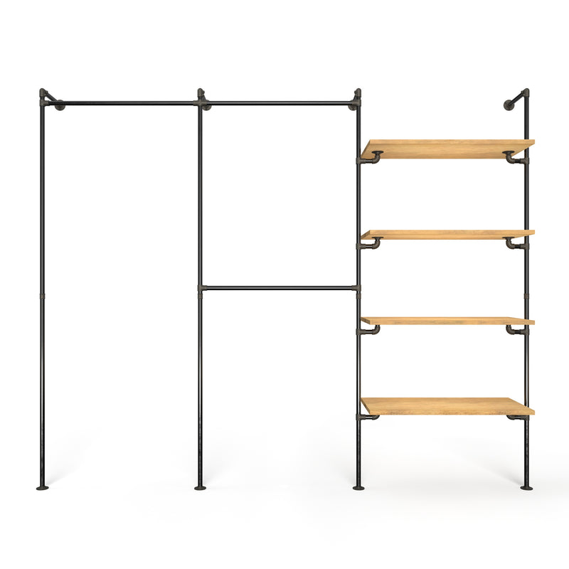 Original Walk-In 3 row wardrobe system - (1 rail / 2 rails / 4 shelves)