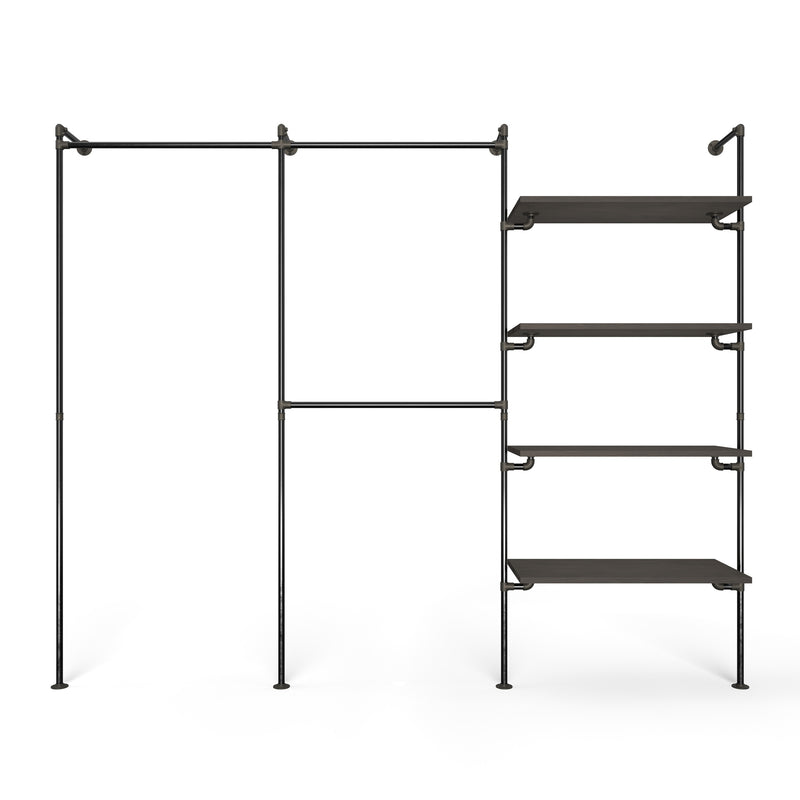 Original Walk-In 3 row wardrobe system - (1 rail / 2 rails / 4 shelves)