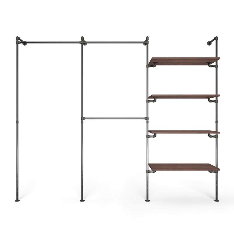 Original Walk-In 3 row wardrobe system - (1 rail / 2 rails / 4 shelves)