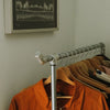 Clothes rail made from silver water pipes with modern hook at the end for open closet system