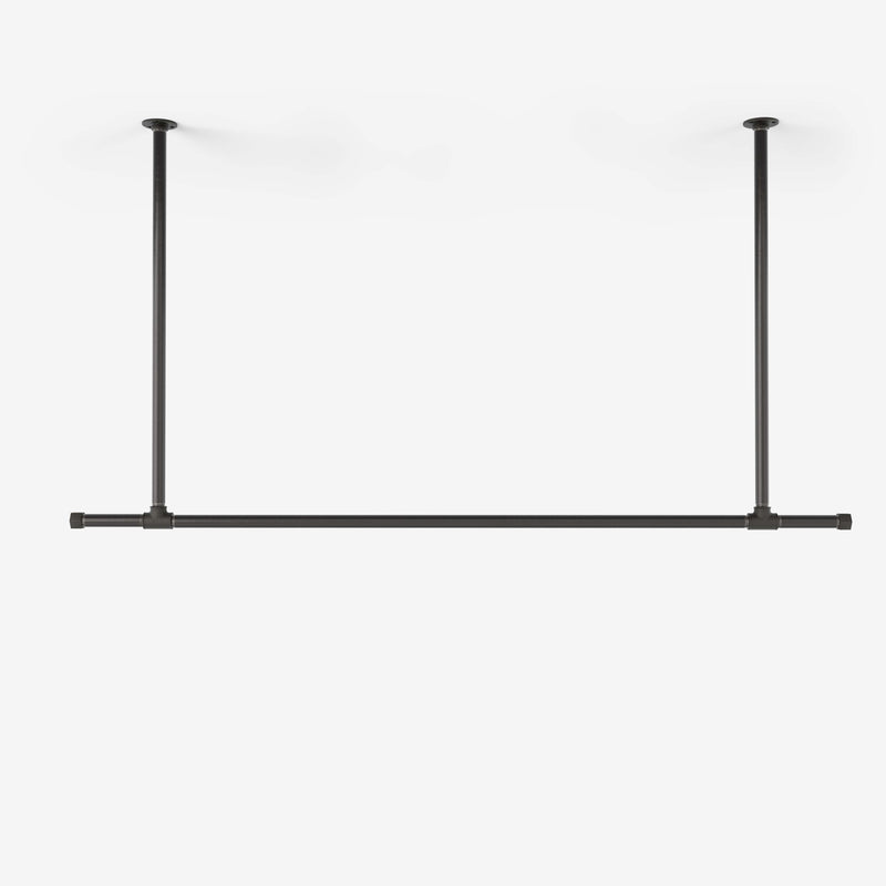Clothes rack for ceiling with side hanger in dark pipes