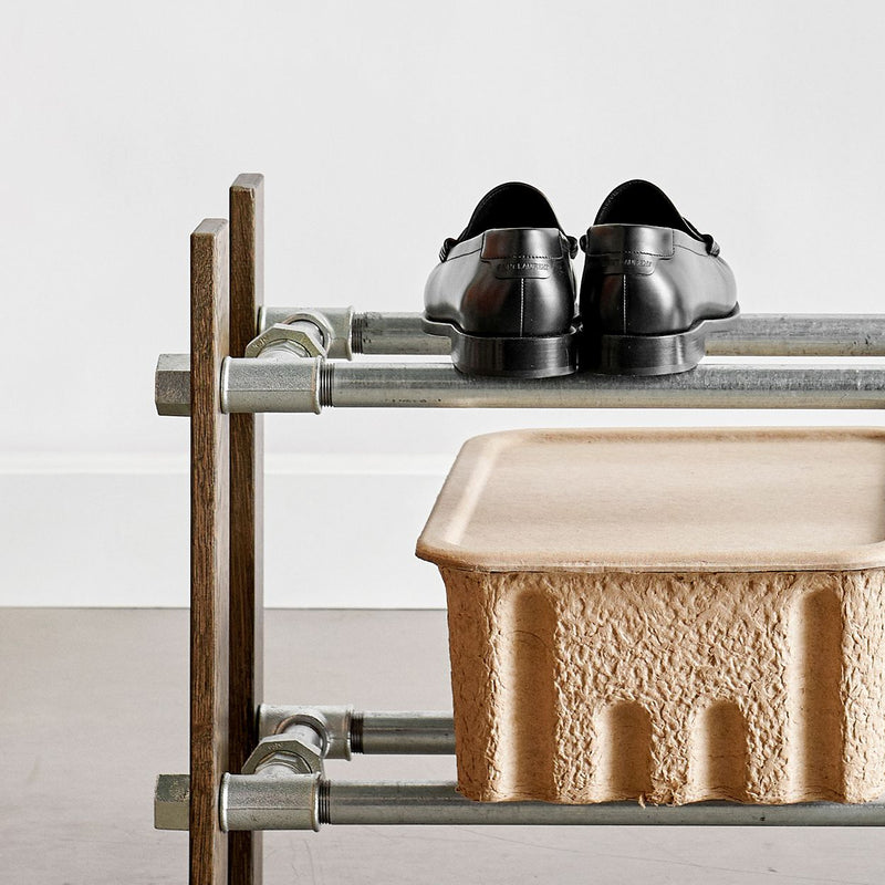 RackBuddy Shoe rack in smoked oak with 3 levels - Minimalist style shoe rack available in 2 widths