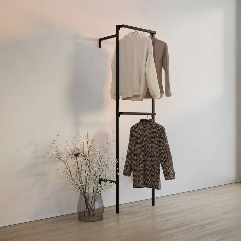 Frame walk-In 1 row wardrobe system - (2 rails)