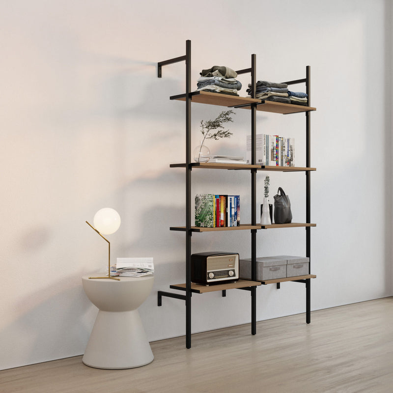 Frame walk-In 2 row wardrobe system - (4 shelves / 4 shelves)