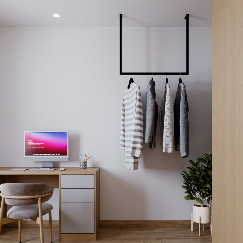 Frame Joey - Ceiling-mounted clothes rail in white/black