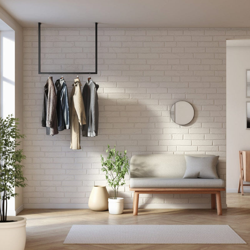 Frame Joey - Ceiling-mounted clothes rail in white/black