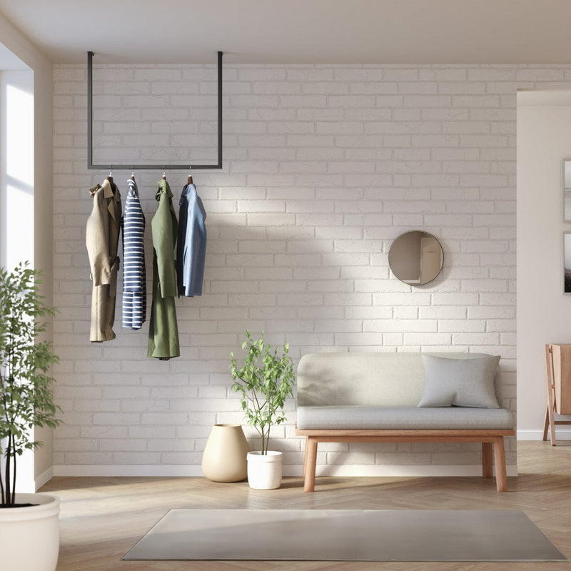 Frame Joey - Ceiling-mounted clothes rail in white/black