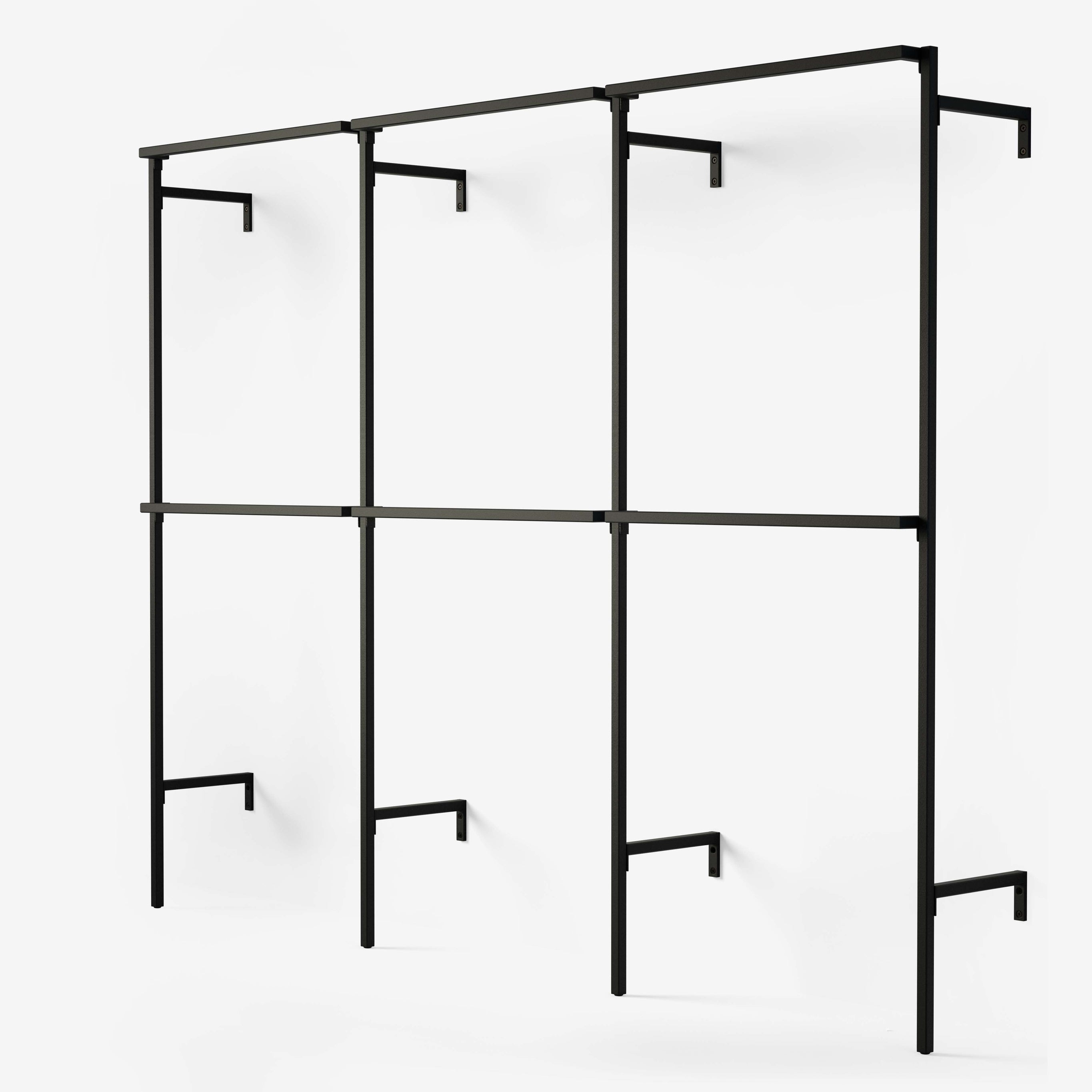 Frame walk-In row wardrobe system (2 rails rails rails)