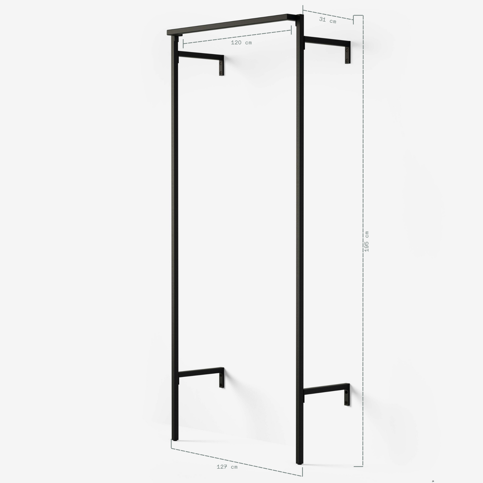 Frame WalkIn 1 row wardrobe system (1 rail)