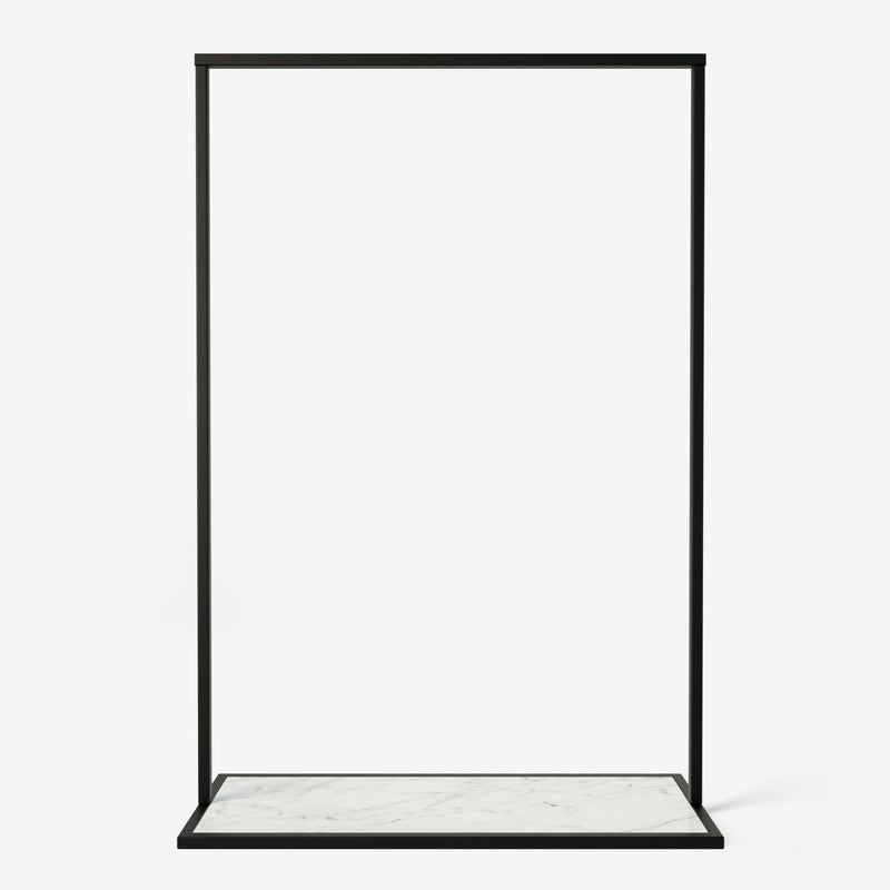Frame Leonardo - Matte black clothes rack with marble-look bottom shelf