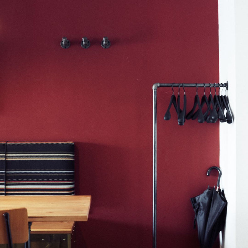 wall mounted industrial clothes rail dark iron pipes for sturdy rack in the entrance