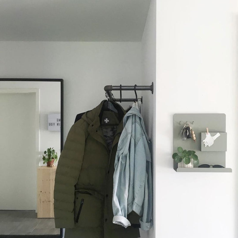 Wall mounted clothes rail perfect to hang coats and jackets in the entrance area with little space