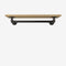 Wall-mounted clothes rail made with dark pipes and wooden shelf in classic oak