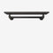 Wall-mounted clothes rail made with dark pipes and wooden shelf in dark pine