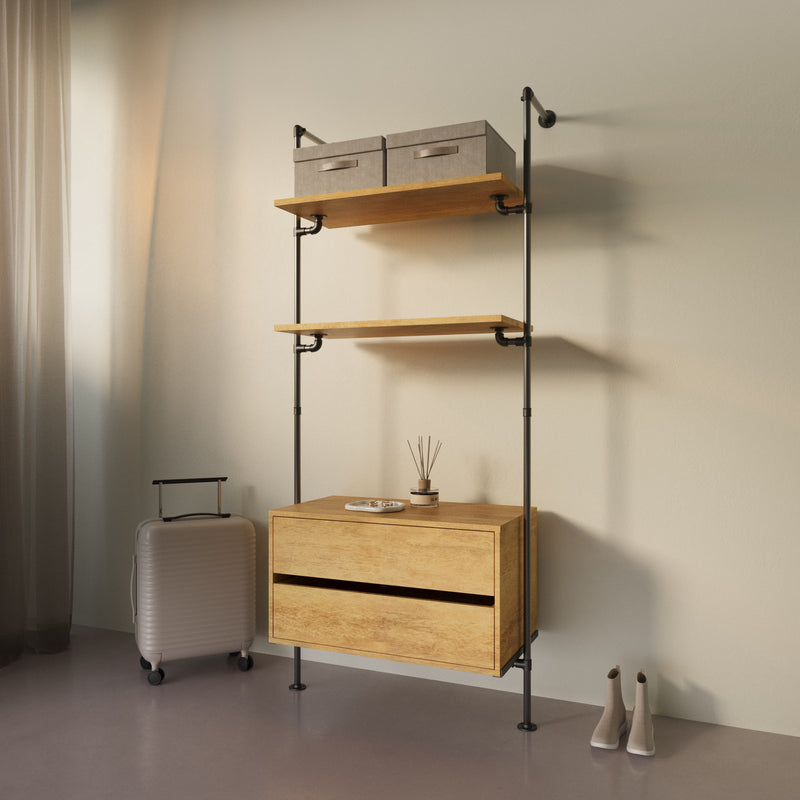 Original Walk-In 1 row with dresser - (2 shelves + 1 dresser)