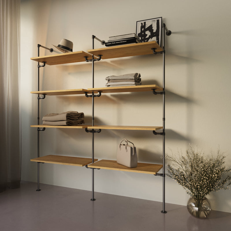 Original Walk-In 2 row wardrobe system - (4 shelves / 4 shelves)