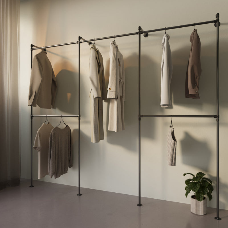 Original Walk-In 3 row wardrobe system - (2 rails / 1 rail / 2 rails)