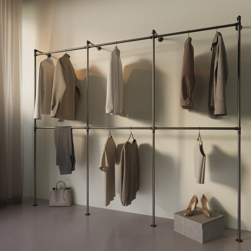 Original Walk-In 3 row wardrobe system - (2 rails / 2 rails / 2 rails)