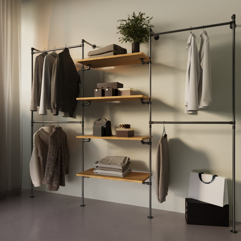 Original Walk-In 3 row wardrobe system - (2 rails / 4 shelves/ 2 rails)