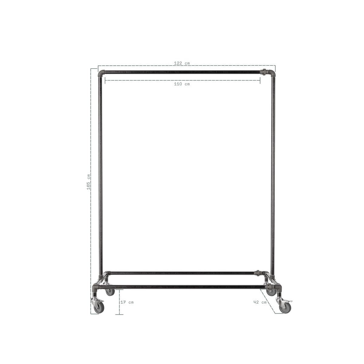 RackBuddy Ringo - Industrial clothes rack with wheels