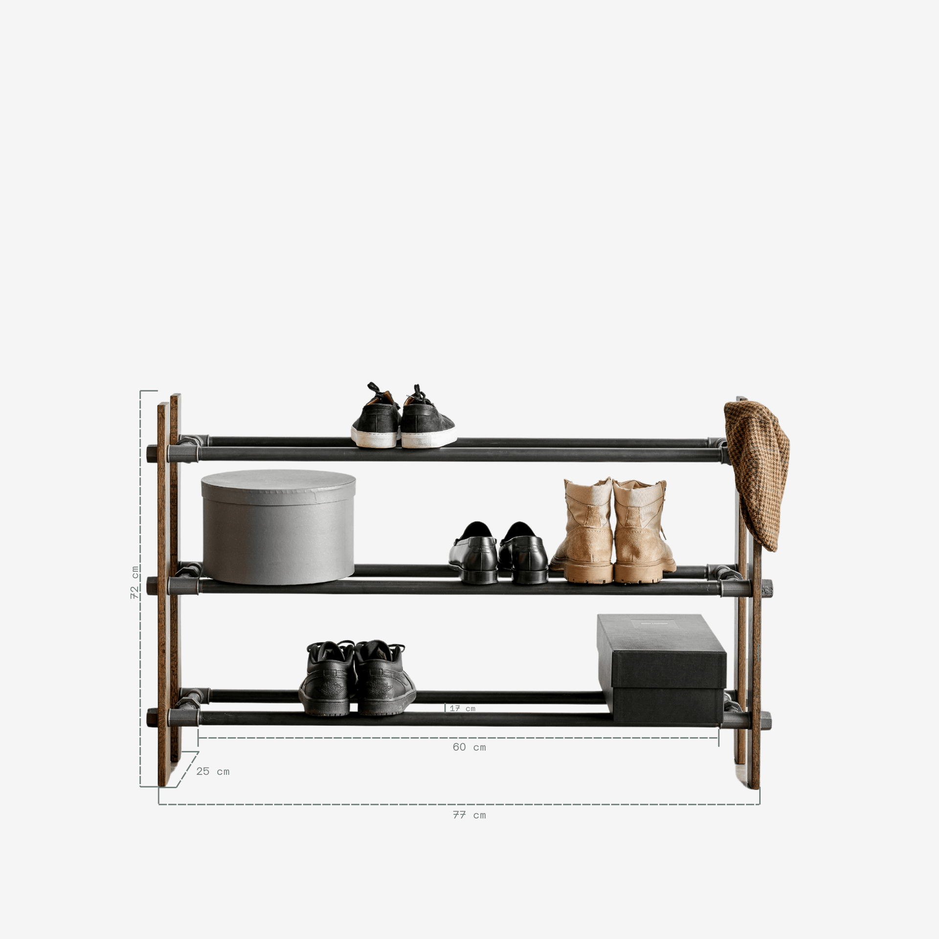 RackBuddy Shoe rack in natural oak with 3 levels - Classic-style shoe