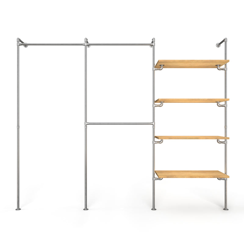 Original Walk-In 3 row wardrobe system - (1 rail / 2 rails / 4 shelves)