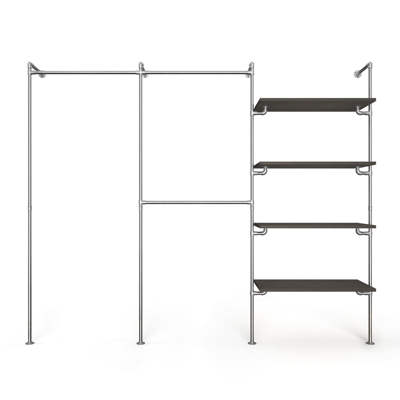 Original Walk-In 3 row wardrobe system - (1 rail / 2 rails / 4 shelves)