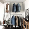 open wardrobe system made with silver free standing clothes rack from water pipes