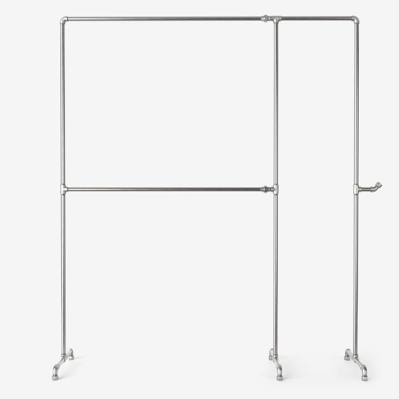 Clothes rack in silver pipes