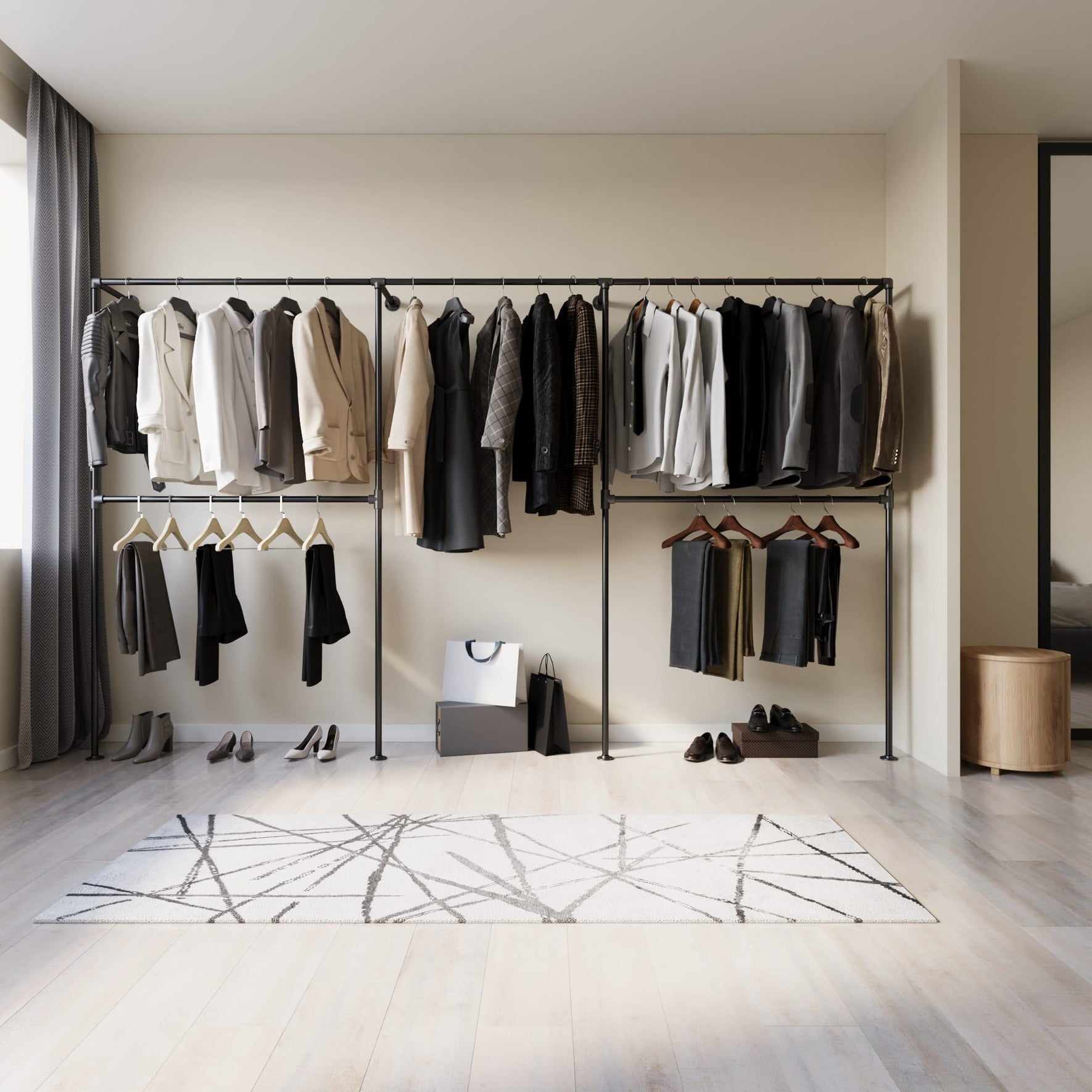 Mounted Clothes Rack Walk In Wardrobe Rails Pamo Industrial Pipe